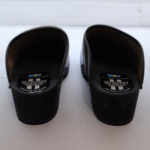 Black Leather & Wood Clogs - Picture 3 of 10